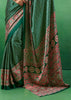 Hunter Green Printed Satin Silk Saree