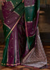 Purple And Green Rangkat Satin Silk Saree