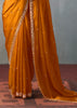 Deep Orange Embroidered Silk Saree With Heavy Blouse