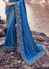 Sapphire Blue Woven Embroidered Satin Silk Saree