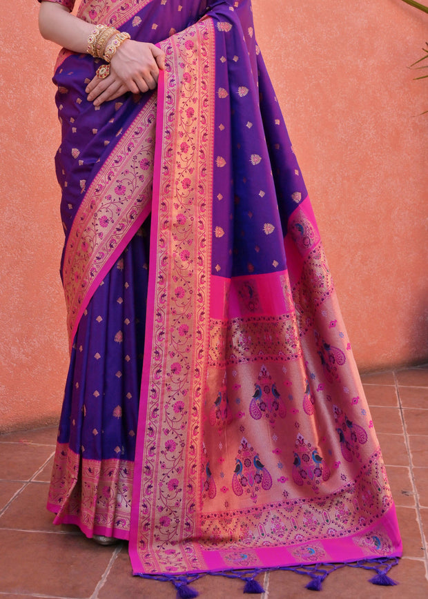 Royal Purple Woven Paithani Silk Saree