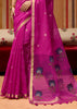 Rani Pink Woven Cotton Organza Saree