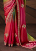 Green Pink Ombre Embroidered Designer Saree
