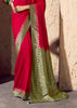 Red & Green Woven Crepe Georgette Saree