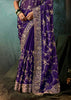 Imperial Purple Designer Embroidered Saree