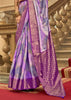 Sparkling Purple Printed Satin Silk Saree