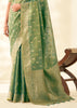 Basil Green Woven Linen Tissue Silk Saree