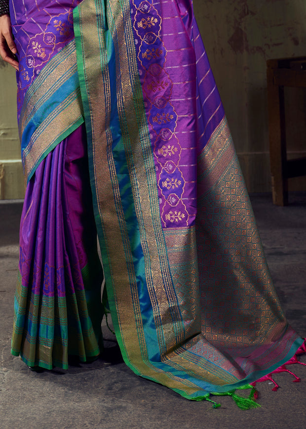 Royal Purple Woven Banarasi Silk Saree