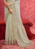 Pista Green Embroidered Designer Saree