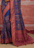 Royal Blue Embroidered Designer Saree