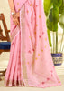 Blush Pink Woven Linen Silk Saree