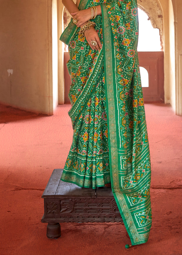 Medium Green Printed Patola Silk Saree