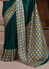 Bottle Green Printed Satin Silk Saree