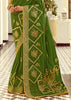 Piquant Green Woven Banarasi Designer Silk Saree With Contrast Blouse