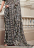 Steel Grey Printed Cotton Silk Saree