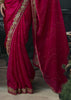 Raspberry Pink Embroidered Designer Saree