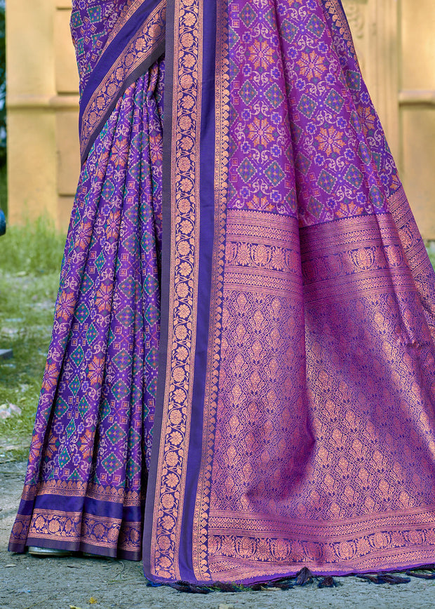 Purple Woven Banarasi Silk Saree