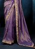 Lavender Purple Embroidered Designer Tissue Saree