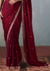 Maroon Embroidered Silk Saree With Heavy Blouse