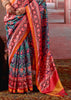 Teal Blue Printed Patola Silk Saree
