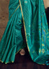 Turquoise Green Woven silk saree