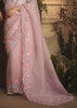 Blush Pink Tissue Organza Designer Saree