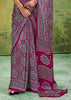 Plum Purple Printed Satin Silk Saree