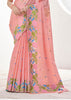 Rose Pink Woven Linen Silk Saree