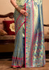 Shiny Blue Woven Banarasi Tissue Silk Saree