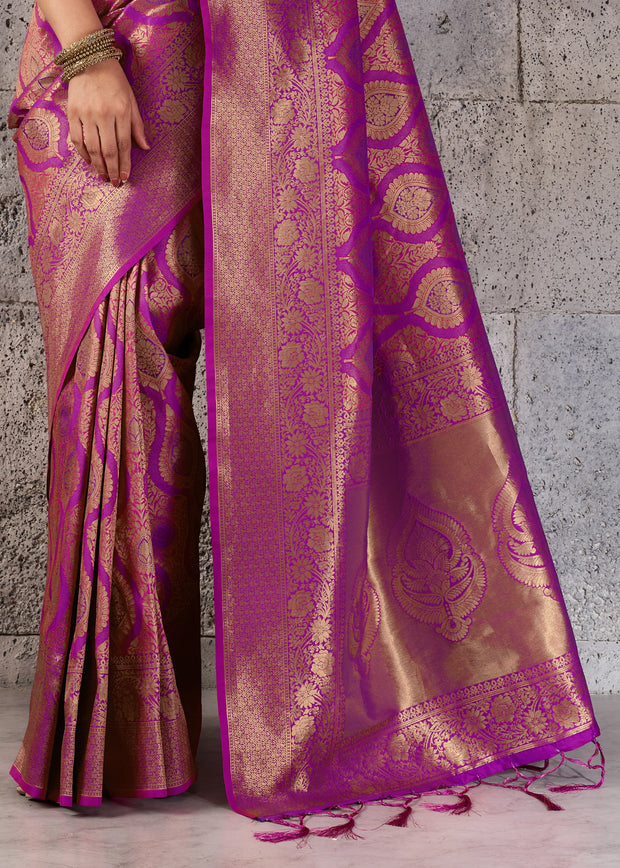 Magenta Purple Woven Kanjivaram Silk Saree