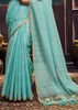 Sky blue Woven Munga Cotton Silk Saree