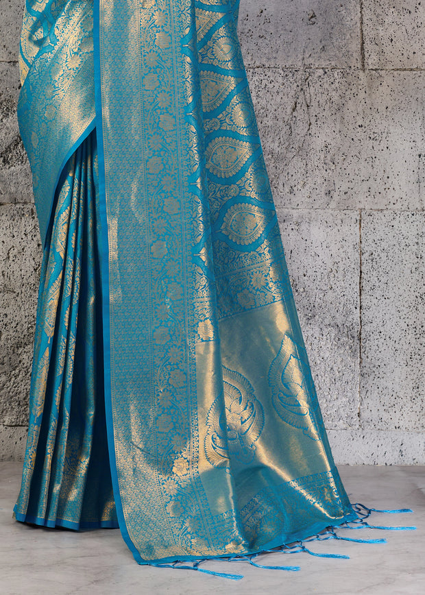 Blue Woven Kanjivaram Silk Saree