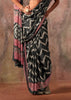 Jet Black Printed Crepe Satin Silk Saree