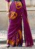 Sparkling Purple Printed Satin Silk Saree