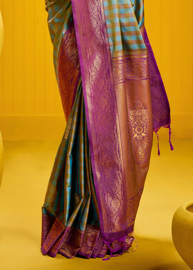 Antique Green Banarasi Silk Saree