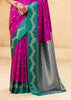 Magenta Pink Woven Satin Silk Saree