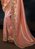 Peach Pink Embroidered Silk Saree
