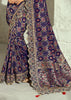 Indigo Blue Embroidered Georgette Bandhej Saree
