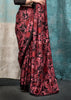 Persian Red And Black Satin Crepe Printed Silk Saree
