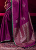 Phlox Purple Woven Banarasi Satin Linen Silk Saree