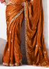 Rust Orange Embroidered Designer Silk Saree