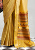 Dusky Yellow Woven Linen Cotton Silk Saree