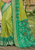 Lime Green Woven Patola Silk Saree