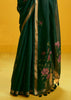 Dark Green Woven Munga Cotton Silk Saree
