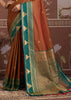Rust Brown Woven Tussar Silk Saree