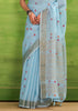 Angel Blue Woven Linen Silk Saree
