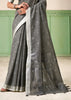 Fossil Grey Woven Linen Silk Saree