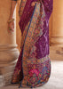 Dahlia Purple Printed Silk Saree With Contrast Blouse