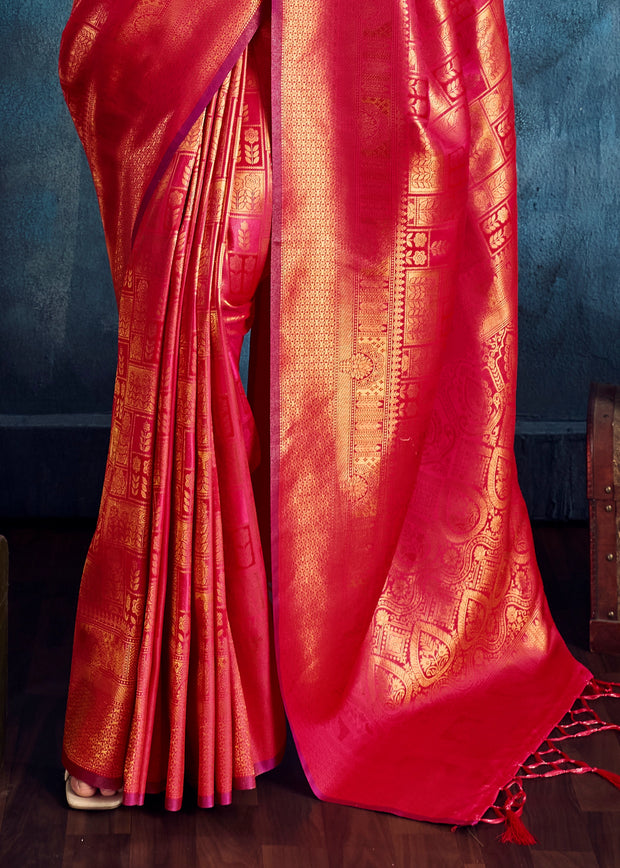 Aurora Red Banarasi Silk Saree