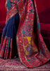 Depth Blue Woven Cotton Kashmiri Jamewar Saree